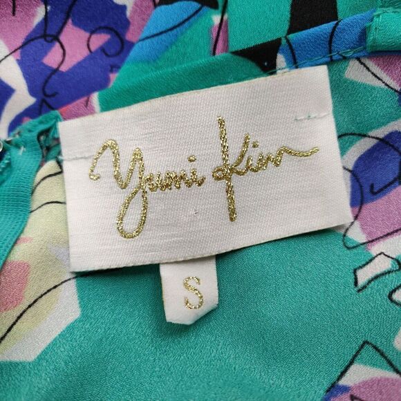 Yumi Kim Cleo Abstract Floral Maxi Dress Size Small Green Spaghetti Strap Pocket - Picture 9 of 11